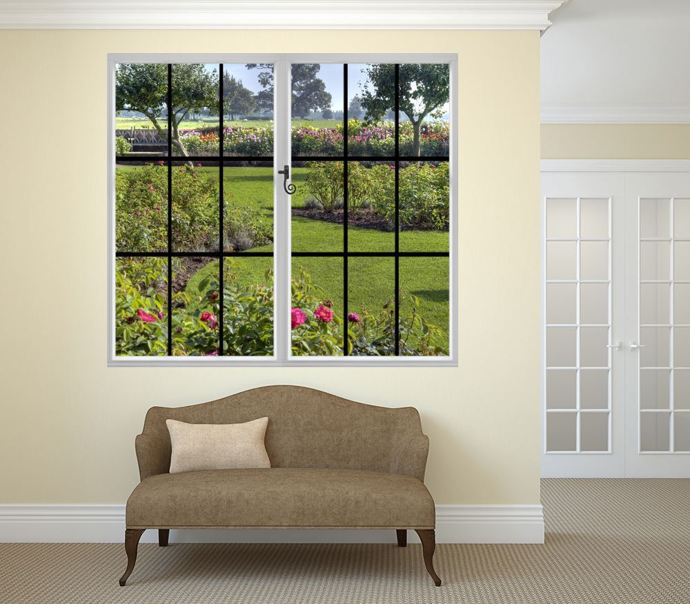Spring Window Murals Through the Window Wall Mural - A Spring Garden