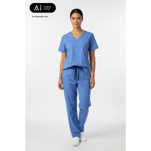 Basic Light Blue Reversible Scrubs Set