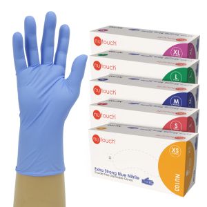 Nutouch Blue Extra Strong Nitrile Powder Free Disposable Glove