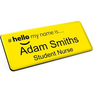 Hello 'My Name is' Domed Yellow Badge 