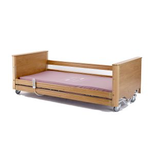 Carer low 4 section bed including full length wooden side rails