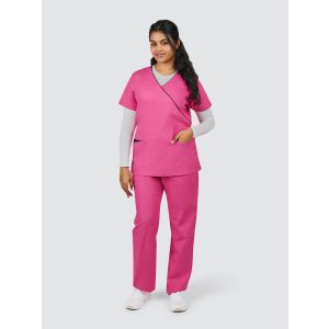 Galaxy Womens Scrub Set (Tall) Bundle | 3x Mock Wrap Tunic & 3x Drawstring Trousers