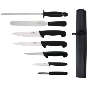 Hygiplas 7 Piece Starter Knife Set With 20cm Chef Knife and Roll Bag