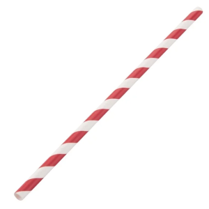 Fiesta Compostable Paper Straws Red Stripes (Pack of 250)