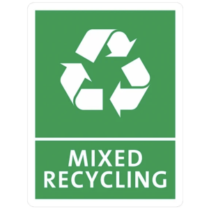 Jantex Slim Bin "Mixed Recycling" Label Sticker