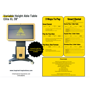 Variable Height Elite XL 39" ABLE TABLE Touch Screen Table - Various payment options
