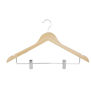 Bolero Wooden Hanger with Anti-Slip Clips (10 Pack)