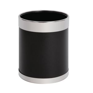 Bolero Black Waste Paper Bin with Silver Rim 10.2 L