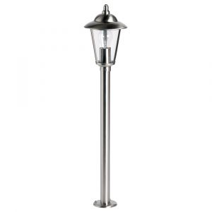 Endon Yg-864-Ss - Klien Bollard Ip44 60W Polished Stainless Steel And Clear Pc Outdoor Floor Light