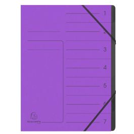 Stapled Multipart file with black elastic, 7 compartments, A4 - Purple ...