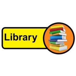 Library Yellow Sign High Visibility, purpose designed, oblong library sign