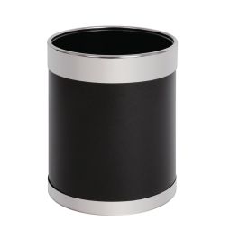 Bolero Black Waste Paper Bin with Silver Rim 10.2 L