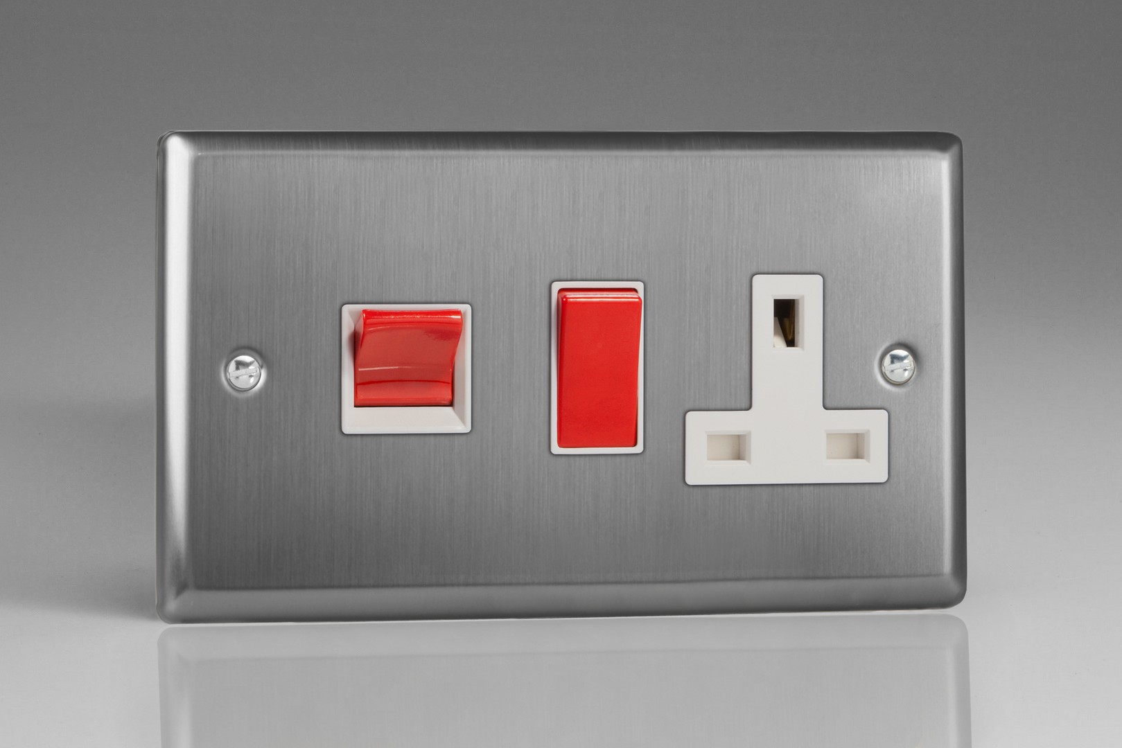 Varilight 45A Cooker Panel with 13A Double Pole Switched Plug Socket Outlet Red 